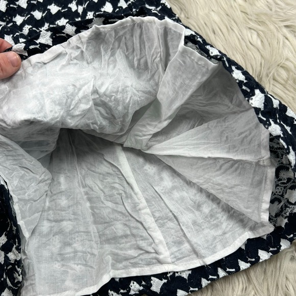 Theory Women's 4 White Blue Printed Eyelet Fit Flare Dress Sleeveless - Picture 5 of 9